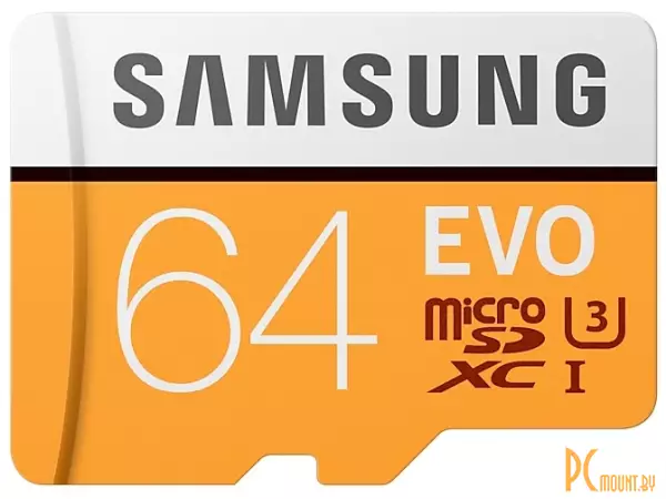 Карта памяти MicroSDXC, 64GB, Сlass 10, UHS-I, U3, Samsung MB-MP64GA/RU