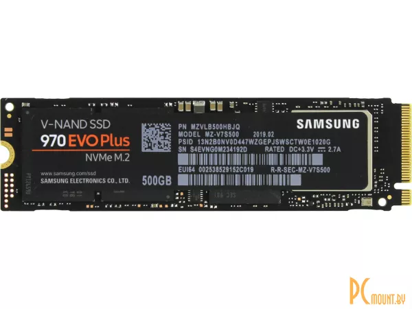 SSD 500GB Samsung 970 Evo Plus 500GB MZ-V7S500BW 500 ГБ M.2 PCI Express 3.0 x4 (NVMe 1.3) контроллер Samsung Phoenix микросхемы 3D TLC NAND последовательный доступ: 3500/3200 MBps случайный доступ: 480000/550000 IOps M.2 2280
